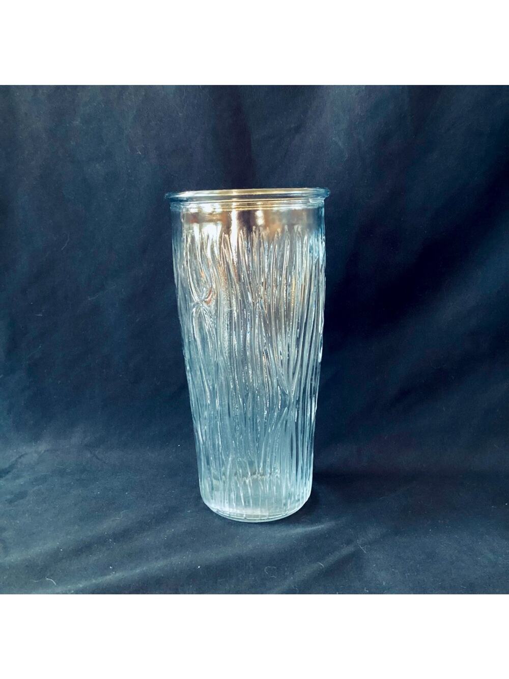Clear Glass Wood Pattern Vase